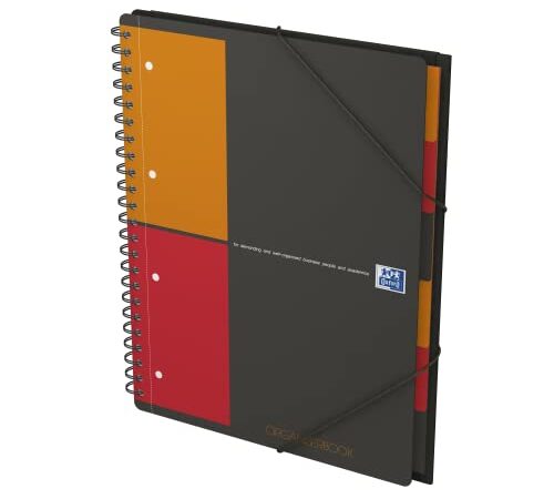 OXFORD Cahier International Organiserbook A4+ Petits Carreaux 5mm 160 Pages Reliure Intégrale Couverture Polypro Gris