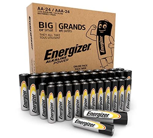 Piles Alcalines Energizer Alkaline Power AA + AAA (Paquet de 48), Pack Combo de 48