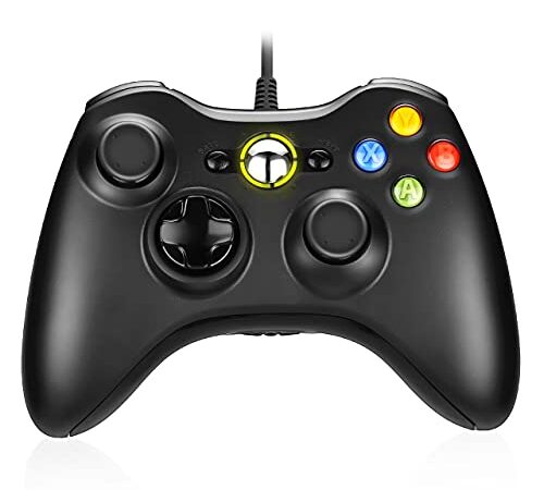 Powerextra Manette de jeu Xbox 360 - Manette filaire pour Microsoft Xbox 360 Xbox 360 Slim et PC Windows 7 8 10 Manette de jeu filaire avec double moteur vibrant