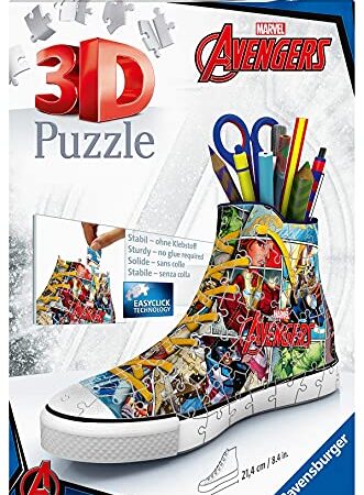 Ravensburger - Puzzle 3D Sneaker - Marvel Avengers - Pot à crayons - A partir de 8 ans - 108 pièces numérotées à assembler sans colle - Accessoires inclus - 12113