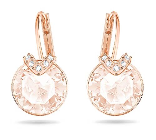 Swarovski Pendants d'oreilles Bella V, Coupe ronde, Ton doré, Placage de ton or rosé