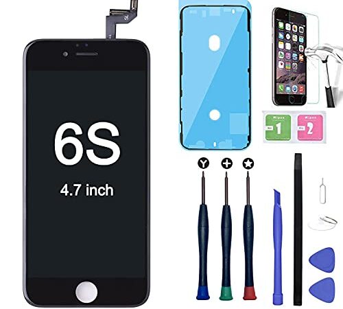 Xlhama Remplacement Écran Complet pour iPhone 6S Noir avec Outils de Réparation Feuille en Verre Trempé 4.7 Pouces sans Bouton Home