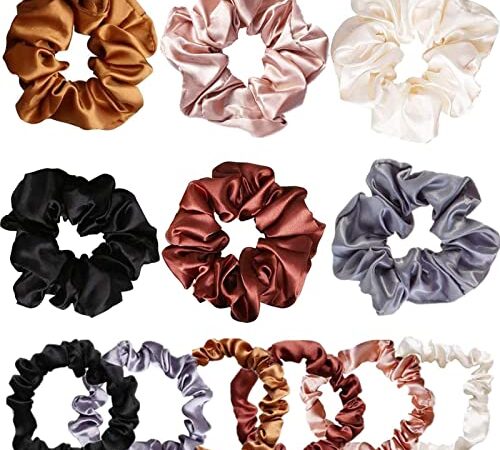 XOPOZON 12pcs Chouchous Cheveux, Chouchou en Soie Élastiques à Cheveux Ties Chouchou Scrunchie Colorés Accessoires Cheveux pour Filles Femmes