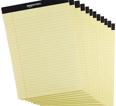 Amazon Basics Blocs à lignes étroites – Canary (50 feuilles de papier, lot de 12) 1 8.5" x 11.75" canari, Letter