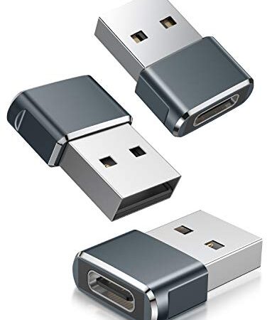 BASESAILOR Adaptateur USB vers USB C 3 Pack,Type C Femelle USB A Mâle Convertisseur Chargeur pour Apple Watch 7 8 9,iPhone 11 12 13 14 15 Pro Max,AirPods,iPad 10 Air 4 5 Mini 6,Samsung Galaxy S23 S22