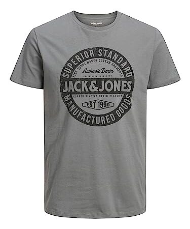 Bestseller A/S Jjejeans Tee SS O-Cou Noos 23/24 T-Shirt, Gris, L Homme