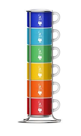 Bialetti Six tasses empilables, multicolore, porcelaine