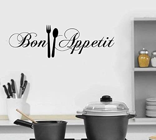 Bon Appétit Stickers, Bon AppéTit Citations Sticker, Bon Appétit Wall Art Decal, Couteau Et Fourchette DIY Wall Mural, Amovible Salle À Manger Wall Art Decal, pour Cuisine et Salon