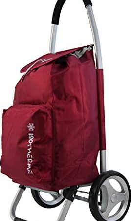 Chariot de Course Cabat marché Poussette marché Pliable et Diable Caddie Panier Montant METZELDER Ever K Chassis Aluminium Garantie 1 an (Rouge/Bordeau/Red, 102x46x38cm / 2kg / 54L)