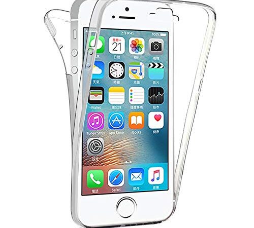 COPHONE® Coque Compatible iPhone 5c Intégrale et Transparente. Coque Silicone 360 degres, Housse étui Gel Silicone Premium