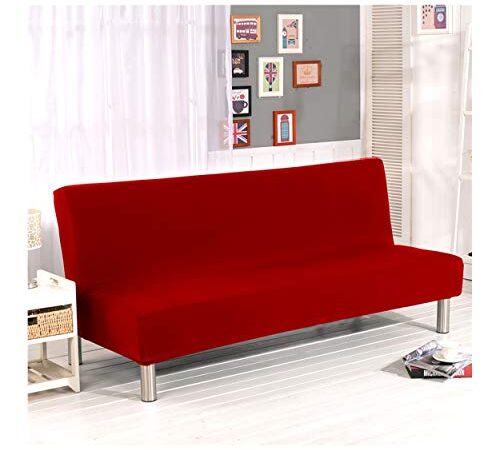 Cornasee Housse de Clic Clac élastique Canapé 3 Places,Salon Couverture de Couleur Solide,Rouge