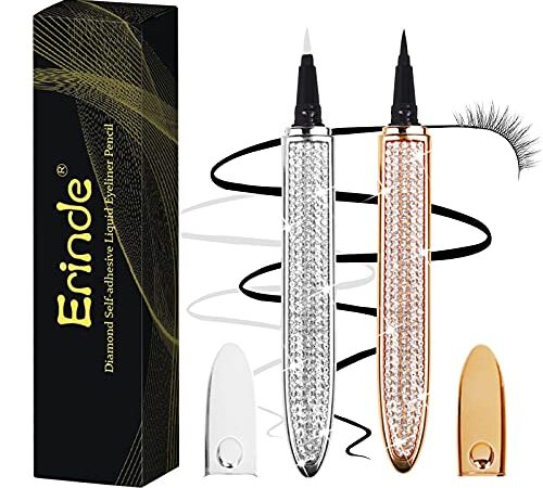 Erinde 2PCS Crayon Eyeliner Auto-adhésif Amélioré, Stylo Colle Pour Cils, Sans Colle Pas De Stylo Eyeliner Liquide Magnétique, Porter Des Faux Cils Normaux # SET B