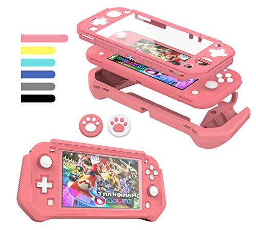 FIWWAT Coque Switch Lite, Housse de Protection pour Switch Lite, Housse pour Nintendo Switch Lite, Protection Switch Lite avec écran PC intégré + 2 Capuchons pour Le Pouce, Rose