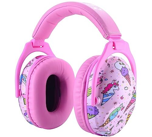 HOCAZOR Casques Antibruit Pour Enfants, RéGlage Pliable Casque Protection de Auditive Passif Pour Autistes Enfants, Concerts, Feux D'Artifice, L'AéRoport, Cinémas, Graffiti, NRR 22db/SNR 27db-Rose