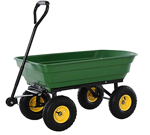 HOMCOM Chariot de Jardin a Main Garden cart Truck cuve basculante Max. 250 Kg