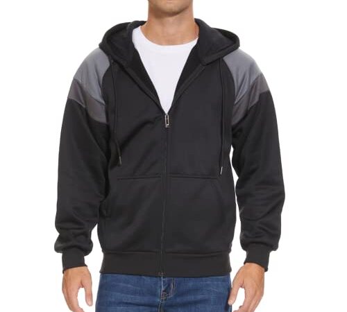 igeekwell Heavy Hommes Veste à Capuche Sweatshirt à Capuche Zip Jersey Confortable Hommes Fit Printemps Automne Jersey Simple Couche (0004 Noir XL) 0004 Noir Jersey Simple Couche