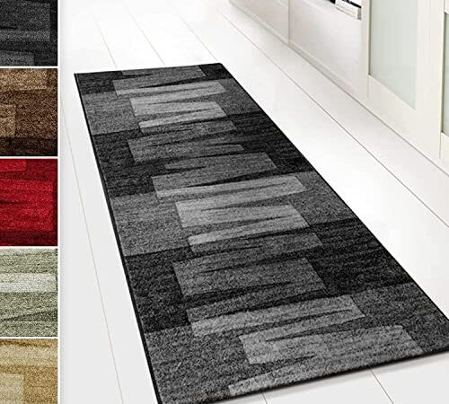 Karat Tapis de Passage sur Mesure - Via Veneto - Tapis de Course - Tapis pour Cuisine, Couloir & Salon (Noir, 80 x 200 cm)