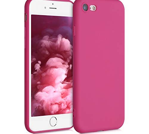 kwmobile Housse Compatible avec Apple iPhone SE (2022) / iPhone SE (2020) / iPhone 8 / iPhone 7 Coque - Housse de téléphone en TPU avec Protection Appareil Photo - Rose foncé Mat