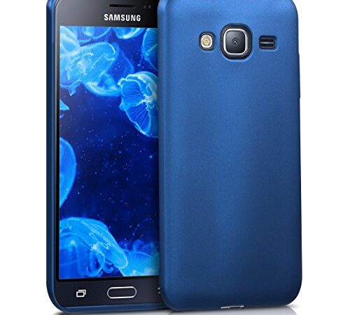 kwmobile Housse Compatible avec Samsung Galaxy J3 (2016) DUOS Coque - Housse de téléphone Protection Souple en TPU - Bleu métallique