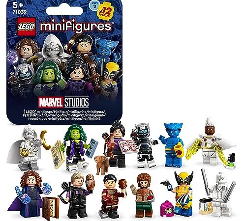 LEGO 71039 Minifigures Marvel Série 2, 1 des 12 Personnages Emblématiques de Disney+ dans Chaque Boîtes Mystère, incluant Wolverine, Œil de Faucon et Plus (1 Pièce Choisi au Hasard)