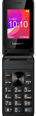 Logicom - Mobile à clapet double Sim avec bluetooth, écran 1,77’’, mémoire 32 Go, batterie de 800 mAh, autonomie jusqu’à 7 jours en veille, avec une fonction torche, noir - FLEEP_190_BL_N