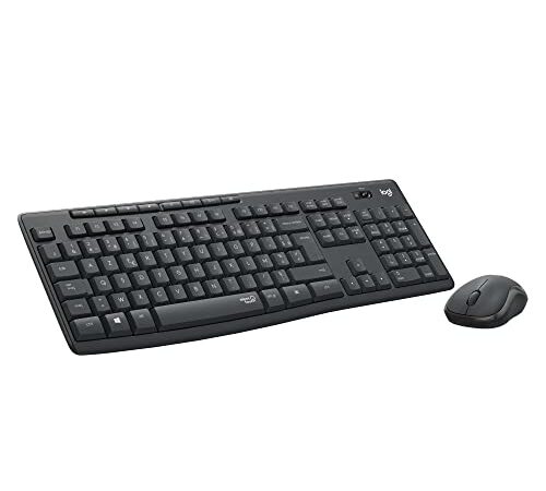 Logitech MK295 Silent ensemble souris et clavier sans fil avec technologie SilentTouch, pavé numérique taille standard, réactivité instantanée sans fil, 90% de bruit en moins, AZERTY Français - Gris