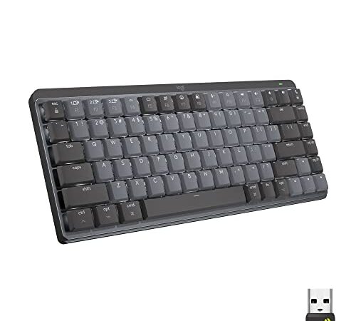 Logitech MX Mechanical Mini Clavier Sans Fil Rétroéclairé Performant, Boutons Tactiles Silencieux, Bluetooth, USB-C, macOS, Windows, Linux, iOS, Android, Métal, Français AZERTY - Gris