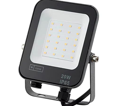 M Ledme - Projecteur LED Napoli 20W, 2.800 lumens, IP65 dimmable, couleur de la lumière froide (6000K), éclairage extérieur, utilisation pour jardin, patios, parking, hôtel, hangars, etc.