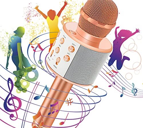 Micro Karaoke Enfant ,Microphone Sans Fil Karaoké, Micro Karaoke Bluetooth Pour Enfants Fille Garcon Pour FêTe Chanter IdéE Cadeau De NoëL Anniversaire, Compatible Avec Android/Ios/Pc/Smartphone