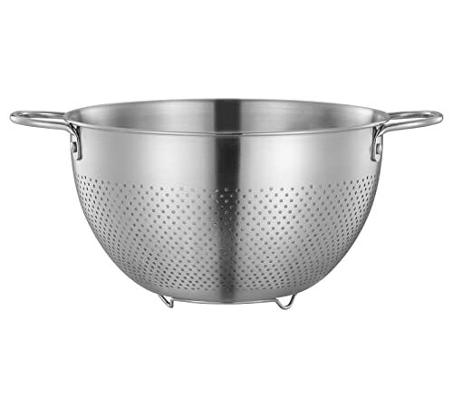 Passoire Inox Passoire Cuisine avec Poignées et Base Passoire pour Spaghetti/ Nouilles/ Riz/ Fruits/ Légumes, Passoire Ø 24cm, Lavable au Lave-Vaisselle