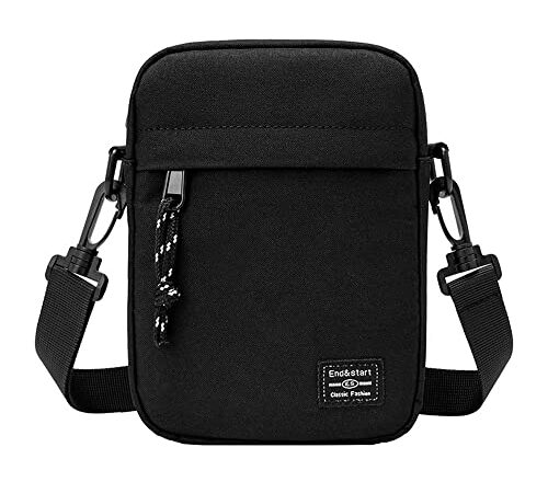 Petite Sac à Bandoulière Homme Noir, Pochette Bandoulière pour Téléphone Portable, Sacoche Homme Bandouliere Sac de Messager Portefeuille Sac Porté Épaule Pochette de Voyage Étui Téléphone Holster