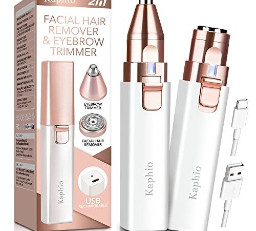 Épilateur Rechargeable 2 en 1 Rasoir à Sourcils et Visage pour Femmes, Appareil d'Épilation pour Lèvres Bras avec Lumière