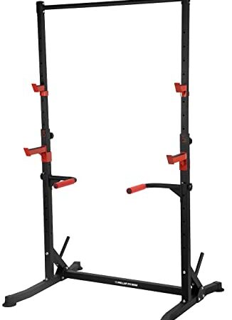 Squat Rack v2/Barre de Traction Ajustable/Barre Fixe/Developper couché/Pull up Bar/Cage à Squat/DIPS BAR