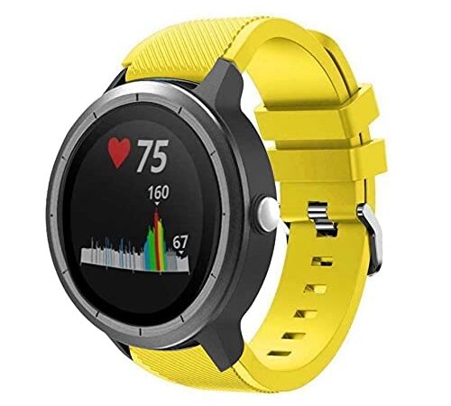 Strap-it Bracelet en Silicone pour Garmin Venu (SQ), Garmin Vivoactive 3, Garmin Vivomove HR - Jaune