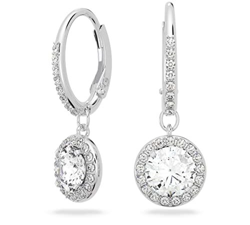 Swarovski Pendants d'oreilles Angelic, Coupe ronde, Blanches, Métal rhodié