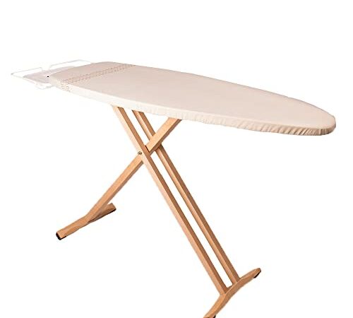 Table à repasser en bois TAIGA 130x47 H91cm haute qualité avec repose fer et repose centrale vapeur