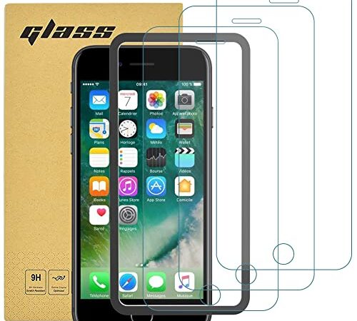 Totill Lot de 3, Verre Trempé pour iPhone 8, iPhone 7, iPhone 6s, and iPhone 6, [ Cadre d'Alignement ] Film Protection écran sans Bulles d'air Ultra Résistant Ultra Transparent Dureté 9H Glass