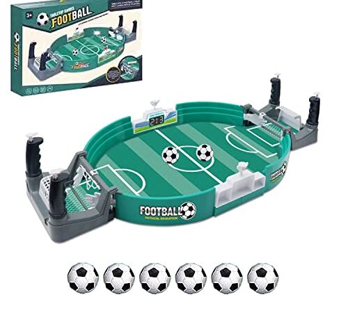 Towwoo Mini Jeu de Baby-Foot avec 6 Balles, Jeu de Société de Football, Jouet de Table de Football pour Deux, Cadeau Coupe du Monde 2022 de Fête pour Enfants Adultes Favorisant l'Amitié