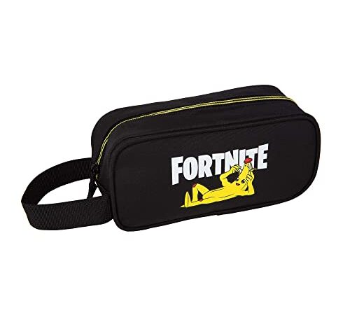 Trousse Gamer Case Fortnite Crazy Banana - modèle avec anse latérale - 1 compartiment - intérieur doublé et fermeture éclair - 11 × 24 × 10 cm - Toybags