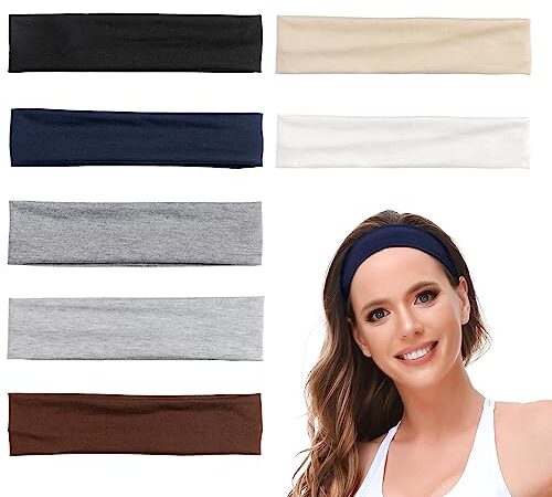 UYDF 7 Pièces Headband Cheveux Femme, Elastique Bandeau de Sport, Antidérapant Évacuation de l'Humidité Bandeaux, Elastiques Hommes et Femmes Bandeau pour Yoga, Fitness, Course, Cyclisme