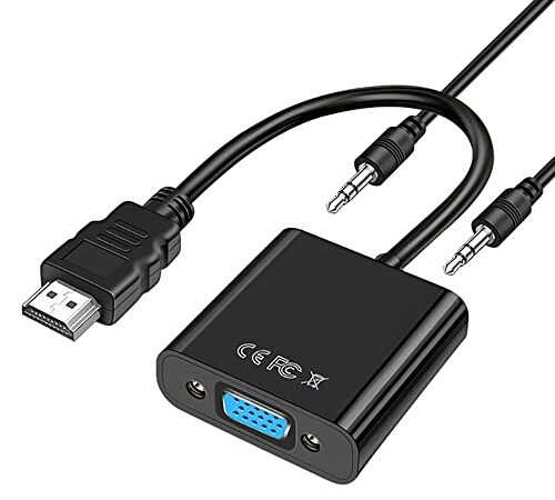 Vinmooog Adaptateur HDMI vers VGA Adaptateur hdmi vga Adaptateur hdmi,1080P convertisseur vga vers hdmi Cable pc avec 3,5 mm Câble Audio Cable Ordinateur plaqué Or pou PC,Projecteur,HDTV,PS4/3,Xbox