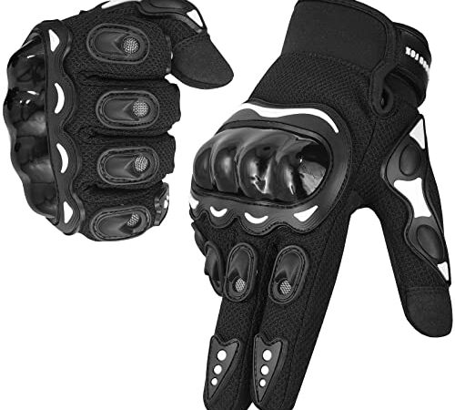 WESTWOOD FOX Gants de moto pour homme et femme, gants de moto à écran tactile pour BMX, MX, VTT, équitation, chasse, escalade et sports de plein air (noir, M)