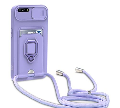 yanasuo Cordon de Coque Compatible avec Huawei Y6 2018/Honor 7A, Collier pour Étui Colliers de cellulaire, Silicone Cover Protection de la Caméra Étui Lanyard Case-Pourpre