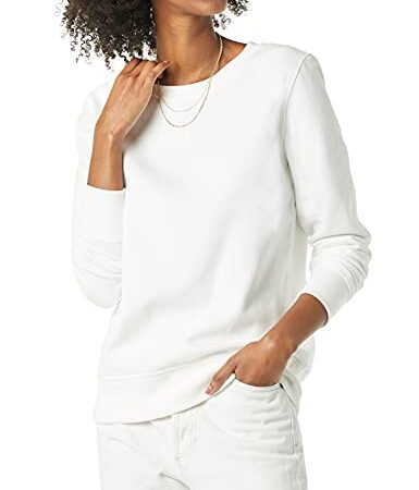 Amazon Essentials Sweat-Shirt à col Rond en Polaire (Grandes Tailles Disponibles) Femme, Blanc, L