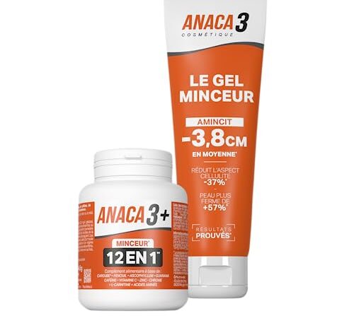 ANACA 3+ - Pack Spécial Minceur - Complément Alimentaire Anaca 3+ Minceur 12 en 1* 120 Gélules + Le Gel Minceur Triple Action 150ml - Fabriqués en France