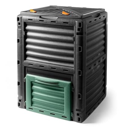 Bac à compost en plastique - 300 l - Noir - 83 x 61 x 61 cm - Composteur thermique de jardin - Résistant aux intempéries