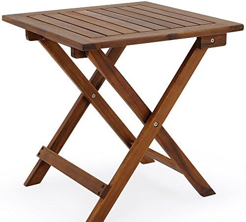 Deuba Table Basse Pliante en Bois d'acacia 46x46cm Table d'appoint Pliable pour Jardin terrasse Intérieur extérieur