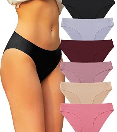 FINETOO Culottes sans Couture Femmes Hipster Culottes Invisibles sous-Vêtements Sexy sous-Vêtements Confortables Bikini Culotte Multiple Pack Lot de 6/12 XS-XL