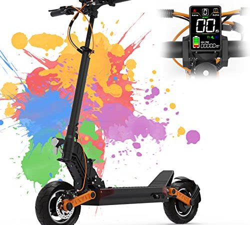 JOYOR Trottinette Electrique Adulte Professionelle S5 Moteur 600W Batterie 48V 13Ah Trotinette Electrique Autonomie 50KM Pneus Tout Terrain Double Suspension, Noir,Orange…