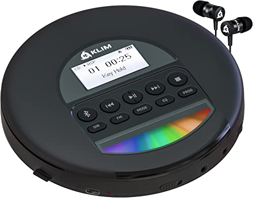 KLIM Nomad – Lecteur TF CD Portable - Batterie Intégrée Longue Durée - avec Écouteurs - Compatible CD-R, CD-RW, MP3 - Mini Radio, Bluetooth - pour la Voiture [NOUVEAUTÉ 2022]